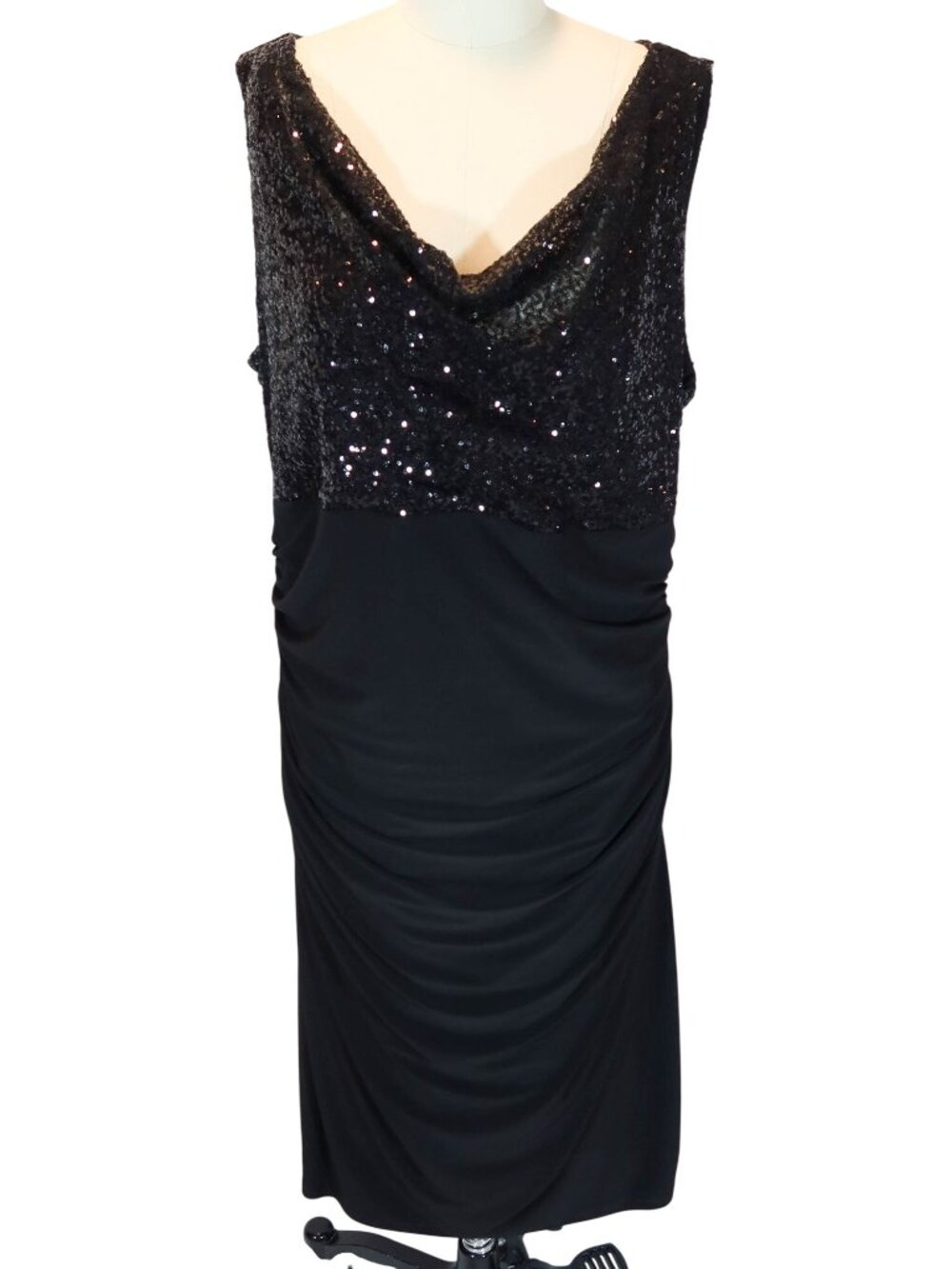 RALPH LAUREN Sequin Ruched Sheath Dress 18W Glam Wedding Guest Event Cocktail